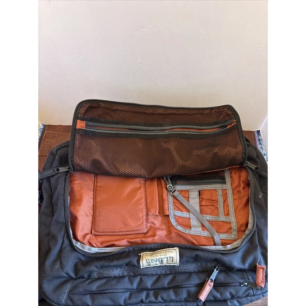 LL Bean Black Canvas‎ Messenger Laptop Shoulder Strap Handle Bag 294131